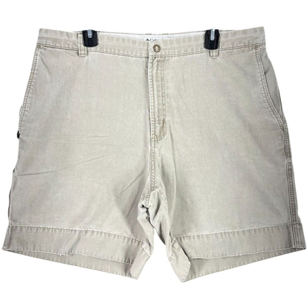 Columbia Canvas Fishing Shorts Mens 38 Green Gear 7" Inseam Chino Dock Broken In